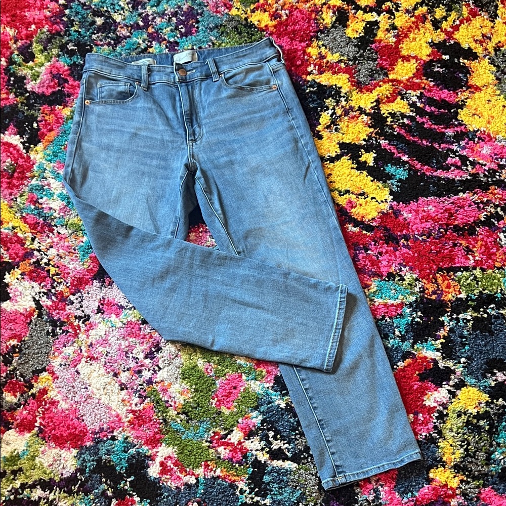 High-rise Slim Straight Blue Denim Jeans